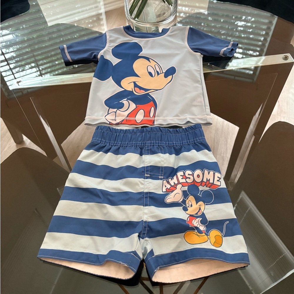 Disney Mickey Mouse Kids Swim Trunks and Shirt Set 12 months